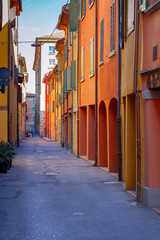 Fototapeta na wymiar Bologna. Multicolored facades of houses.