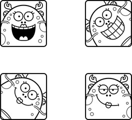 Happy Cartoon Sea Monster Icons