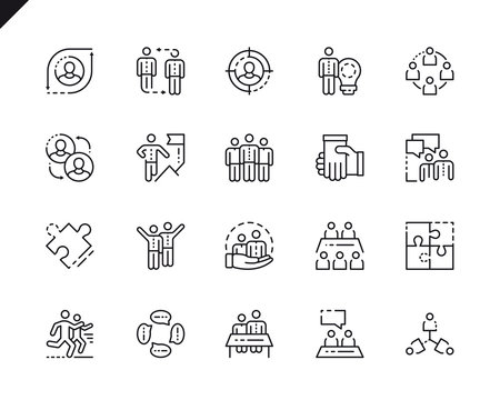 Simple Set Teamwork Line Icons for Website and Mobile Apps.