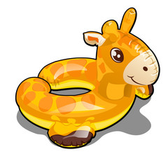 Rubber ring for swimming in the shape of a giraffe isolated on a white background. Vector illustration.