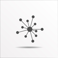 Molecule or hub network connection icon.