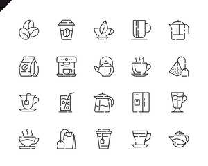 Simple Set Coffee and Tea Line Icons for Website and Mobile Apps.