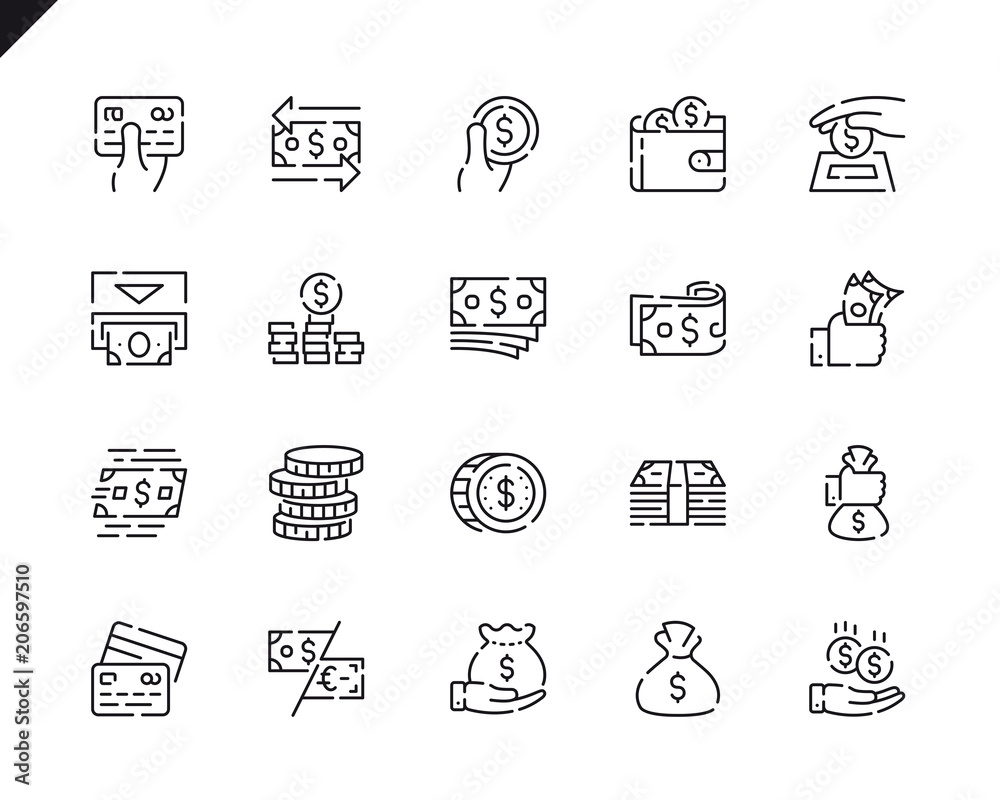 Aufkleber simple set money line icons for website and mobile apps.