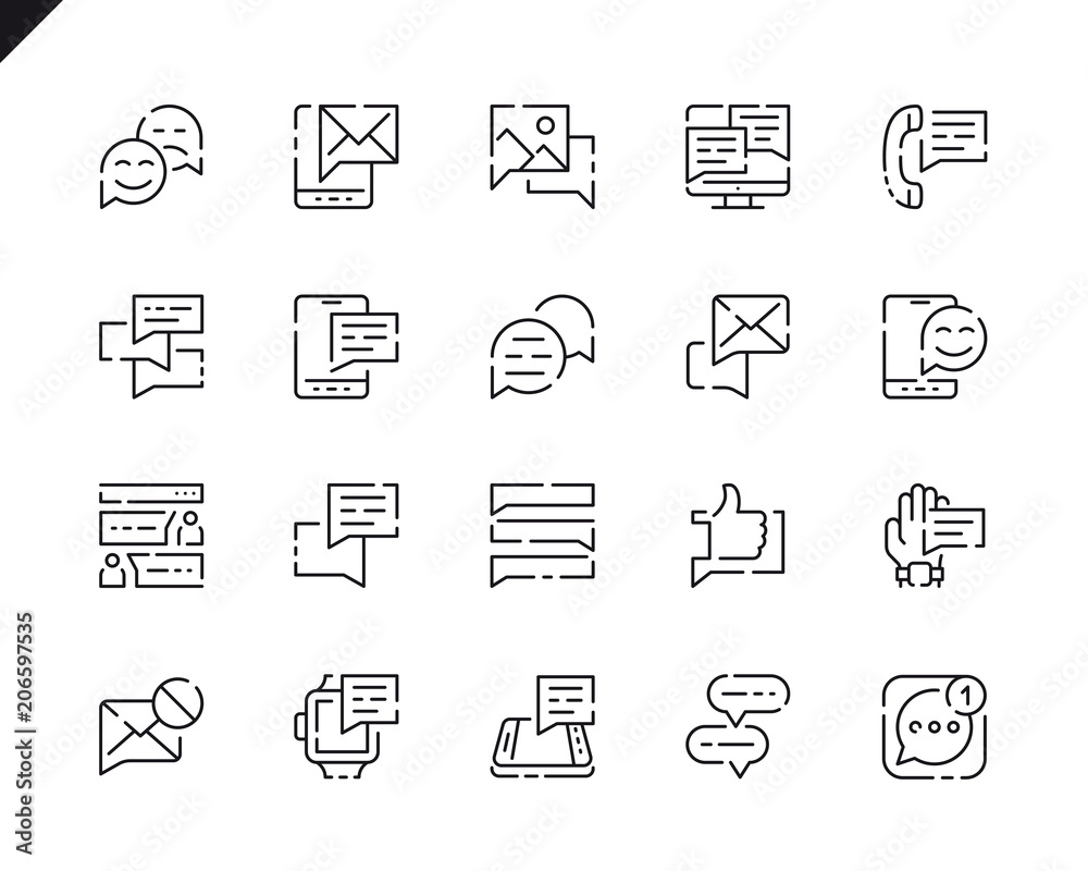 Poster Simple Set Message Line Icons for Website and Mobile Apps.