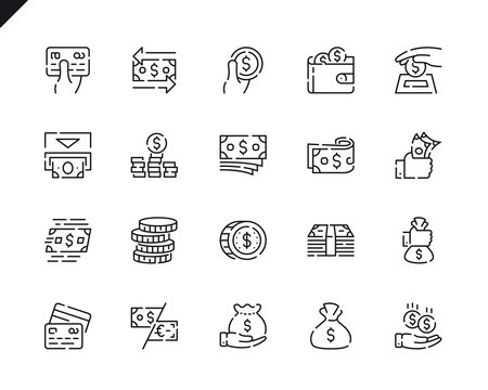 Simple Set Money Line Icons for Website and Mobile Apps.