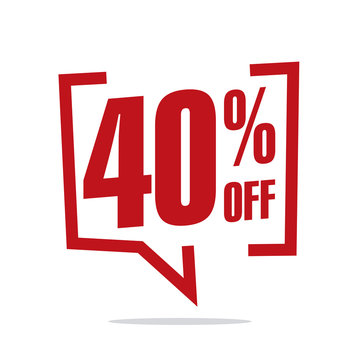 40 percent off sale white red isolated sticker icon