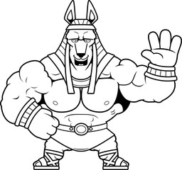 Cartoon Anubis Waving