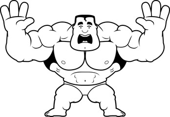 Cartoon Bodybuilder Scared