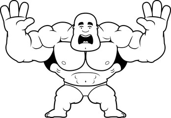 Cartoon Bodybuilder Scared