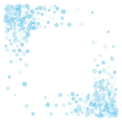 Fototapeta na wymiar Frame or border of random scatter snowflakes