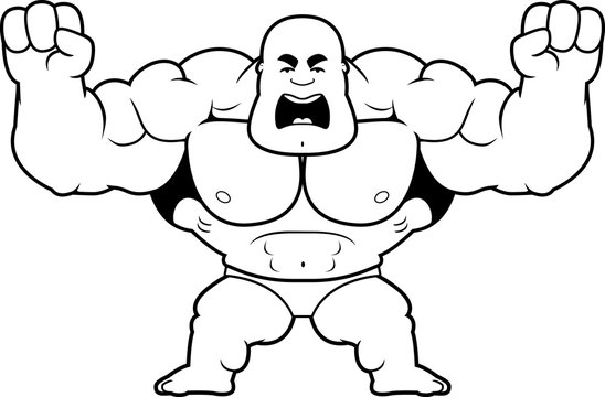 Cartoon Bodybuilder Angry