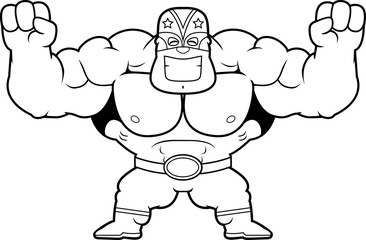 Cartoon Luchador Celebrating