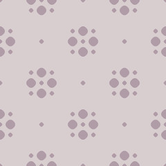 Simple vector polka dot seamless pattern in pastel color, pale purple and serene