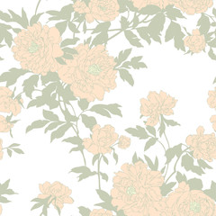 Seamless pattern with poppy, Peonies or roses flowers