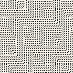 Vector geometric pattern. Abstract graphic background with crossing lines, stripes, small elements. Simple monochrome texture. Modern stylish linear geometry background. Black and white repeat design