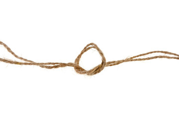 two ropes twine knotted on a knot against a white background