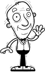 Cartoon Senior Groom Waving
