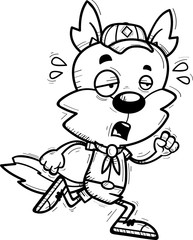 Exhausted Cartoon Male Wolf Scout