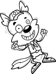 Cartoon Male Wolf Scout Jumping