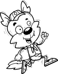 Cartoon Male Wolf Scout Running