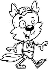 Cartoon Male Wolf Scout Walking