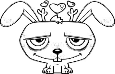 Little Cartoon Jackalope in Love