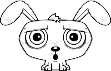 Surprised Little Cartoon Rabbit