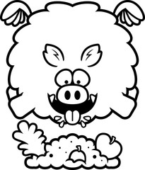 Fototapeta premium Cartoon Boar Eating