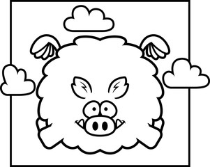 Cartoon Boar in the Sky