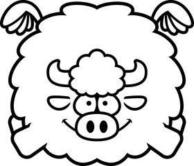 Flying Cartoon Buffalo