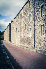 View of New Lanark Heritage Site, Lanarkshire in Scotland, United Kingdom
