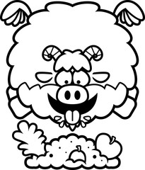 Cartoon Goat Eating