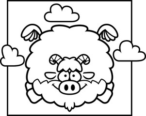 Cartoon Goat in the Sky