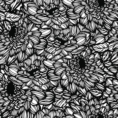 Seamless pattern with chrysanthemums flowers.