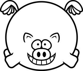 Fototapeta premium Flying Cartoon Pig