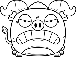 Cartoon Little Blue Ox Angry