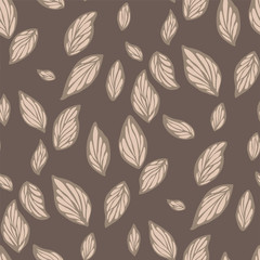 Abstract floral semaless pattern in a shape of a leaf or a petal in brown colors