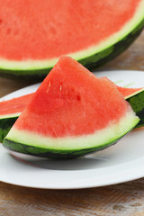 Freshly sliced watermelon, closeup

