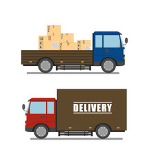 Delivery. Load cars on a white background with boxes.