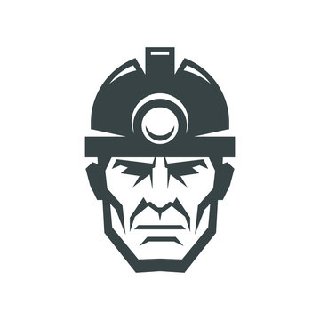 Miner In A Helmet Logo. Collier Icon