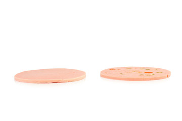 bologna sausage spicy isolated on white background