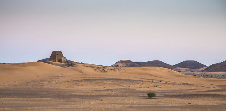 ancient Meroe pyramids in a desert in remote Sudan