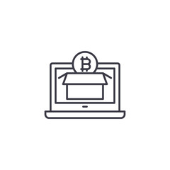 Exploring bitcoin market linear icon concept. Exploring bitcoin market line vector sign, symbol, illustration.