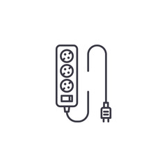 Extension cord linear icon concept. Extension cord line vector sign, symbol, illustration.