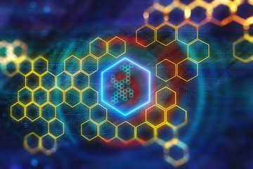 Digital yellow hexagon background