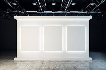 illuminated white exhibition hall interior