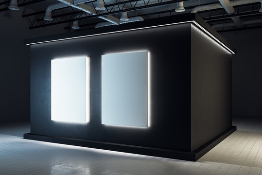 Contemporary black exhibition hall interior