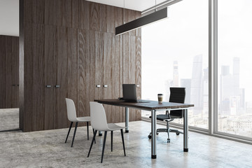 Wooden office interior with copy space