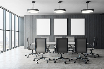 Modern conference room with banner