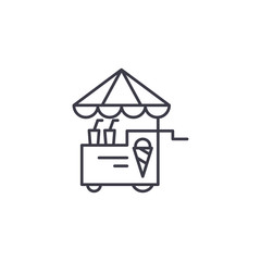 Fast food trolley linear icon concept. Fast food trolley line vector sign, symbol, illustration.